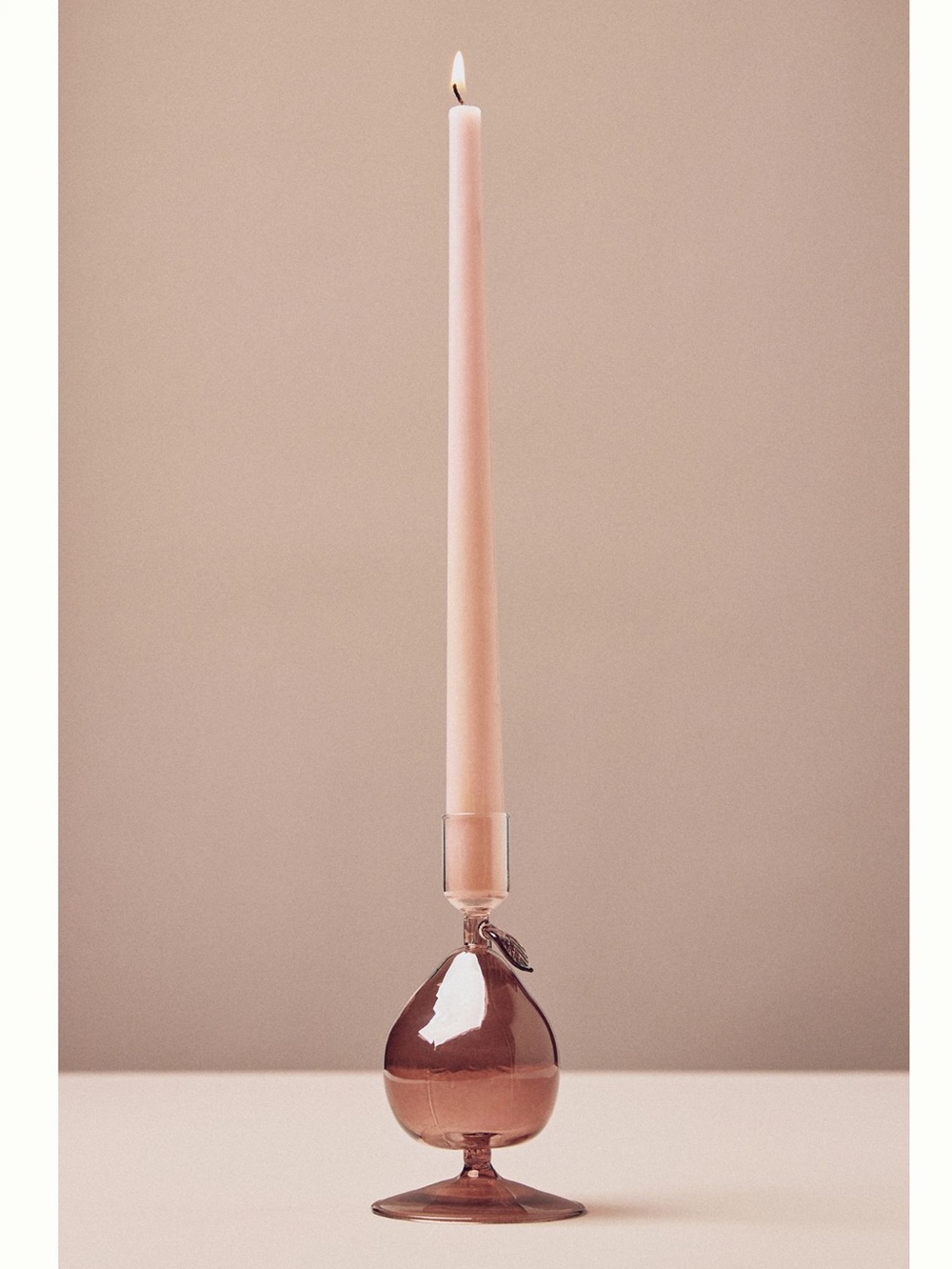 Anthropologie Harvest Fruit Icon Glass Candle Holder New Pear Candlestick